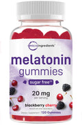 Micro Ingredients Melatonin 20mg Gummies for Adults, 120 Count | Sleep Aid 10mg Melatonin per Gummy | Sugar Free BlackBerry Cherry Flavor | No Drug + Non-Habit-Forming | Non-GMO, Gluten Free