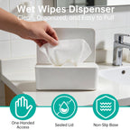 2 Pack Wipes Dispenser Compatible with Cottonelle Refill Pack, Flushable Wet Wipes Container, Wipe Holder with Lid to Keep Wipes Fresh, Refillable Wipe Case, Dust-Proof & Non-Slip