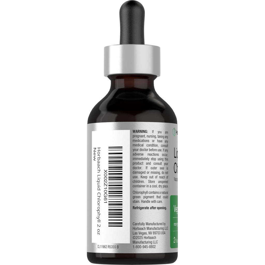 Horbäach Liquid Chlorophyll Drops | 2 fl oz | Natural Peppermint Flavor | Vegan, Non-GMO & Gluten Free Formula