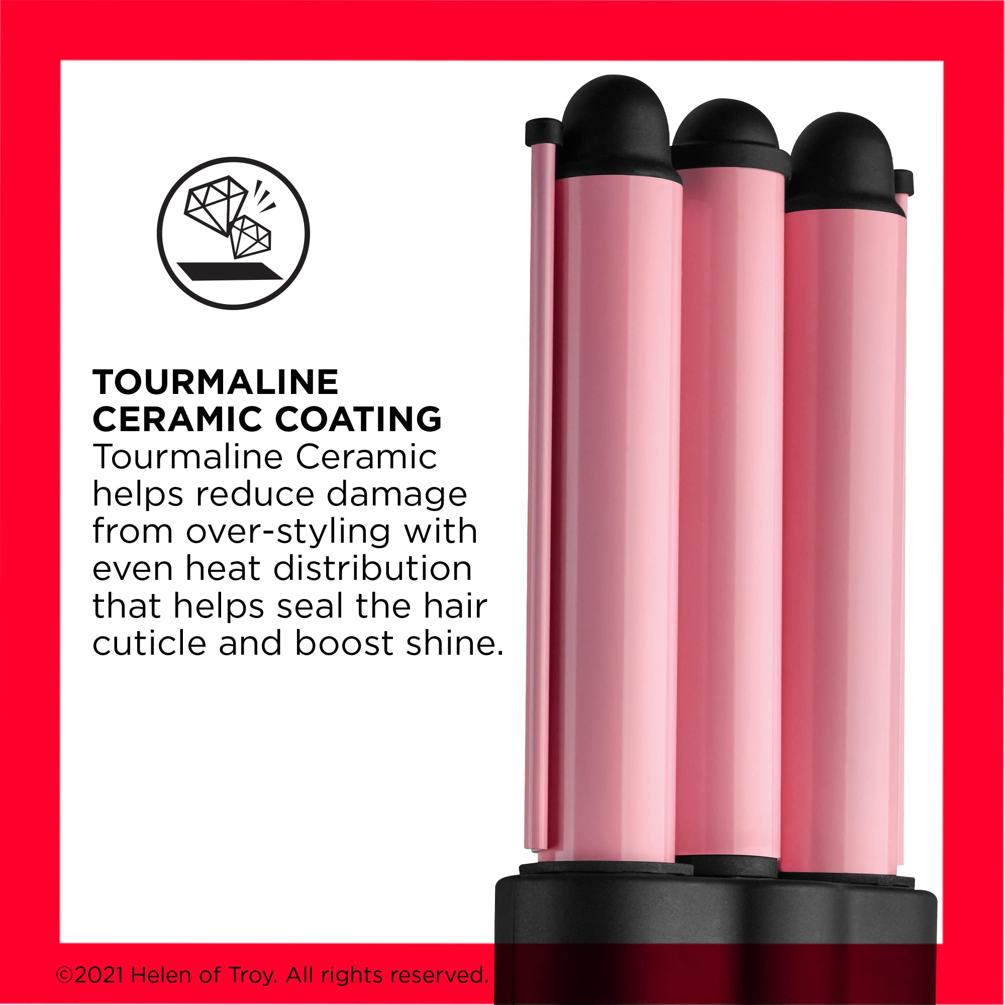 Buy now Revlon 3 Barrel Jumbo Hair Waver | Long-Lasting, Natural Looking Waves, (Pink) at indiglob india