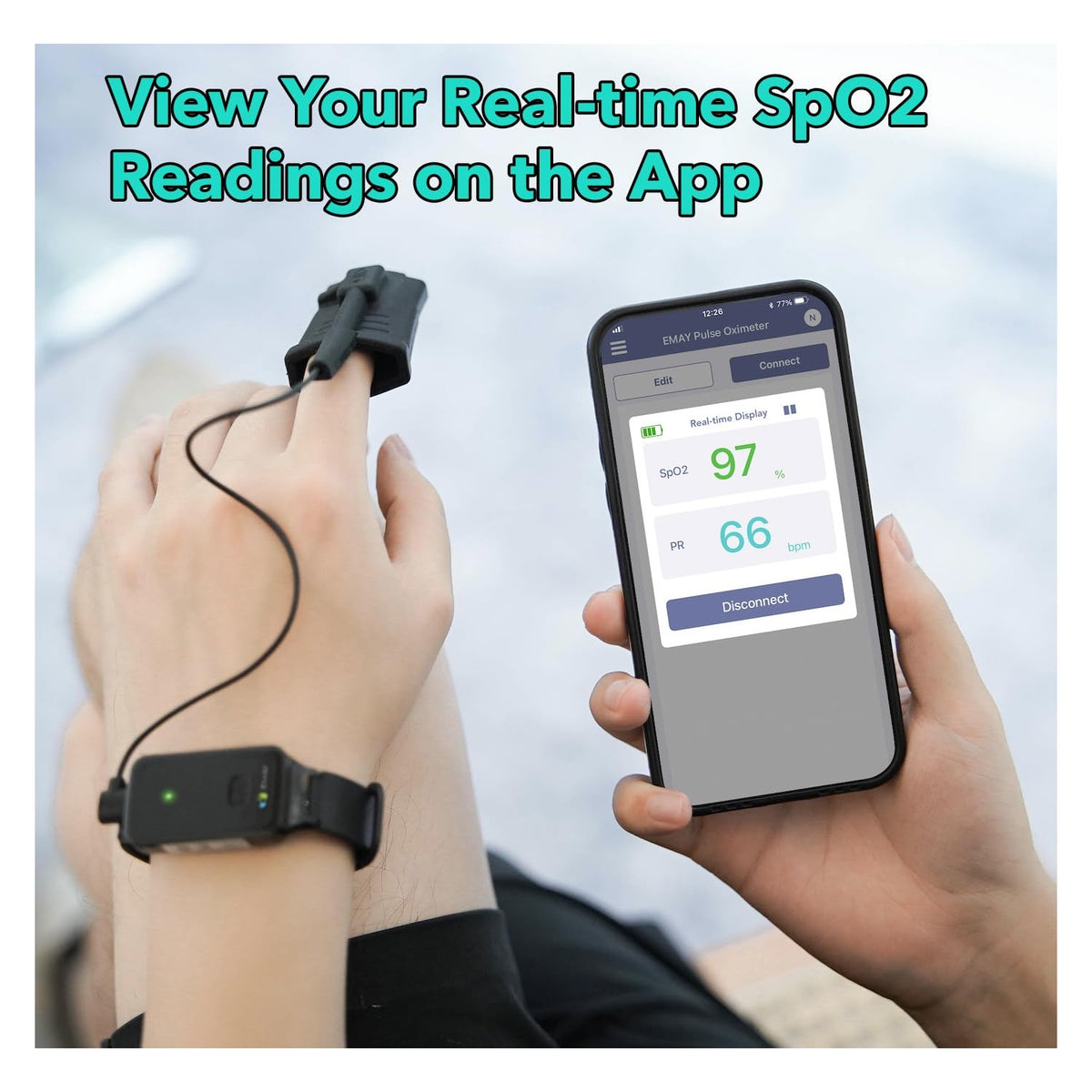 EMAY SleepO2 Wrist Pulse Oximeter with Recording Capability | Sleep Pulse Oximeter for Continuous O2 Recording | Not for Medical Use