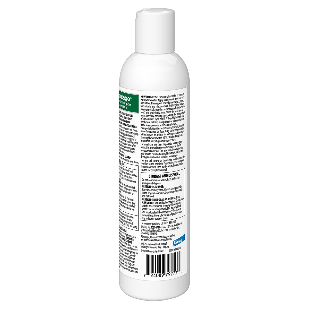 Advantage Treatment Shampoo for Cat and Kittens, Kills Fleas & Ticks, 8 oz.