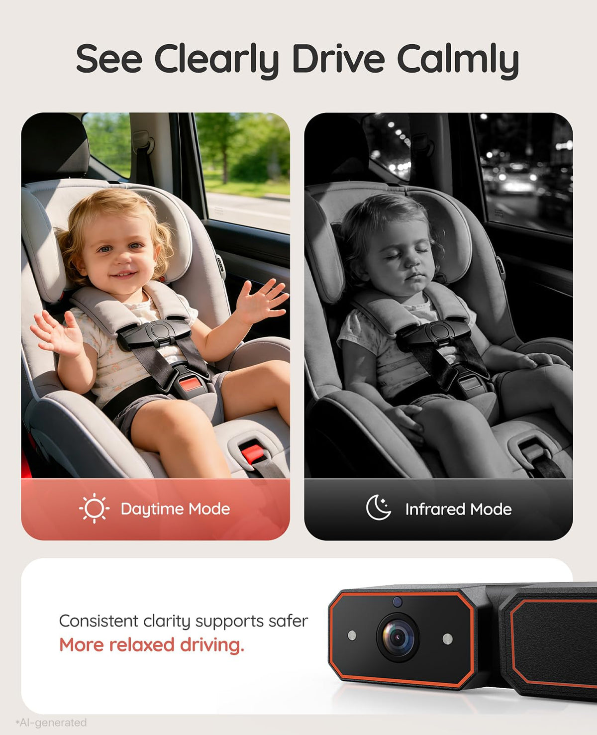 Babyvue BV6PRO Wireless Dual Car Camera Baby Monitor Fast Setup