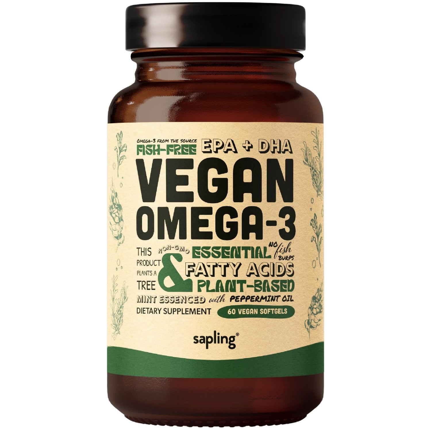 Vegan Omega 3 Supplement - Plant Based DHA & EPA Fatty Acids - Carrageenan Free, Alternative to Fish Oil, Supports Heart, Brain, Joint Health - Sustainably Sourced Algae, Fish Oil Free - 180 Softgels