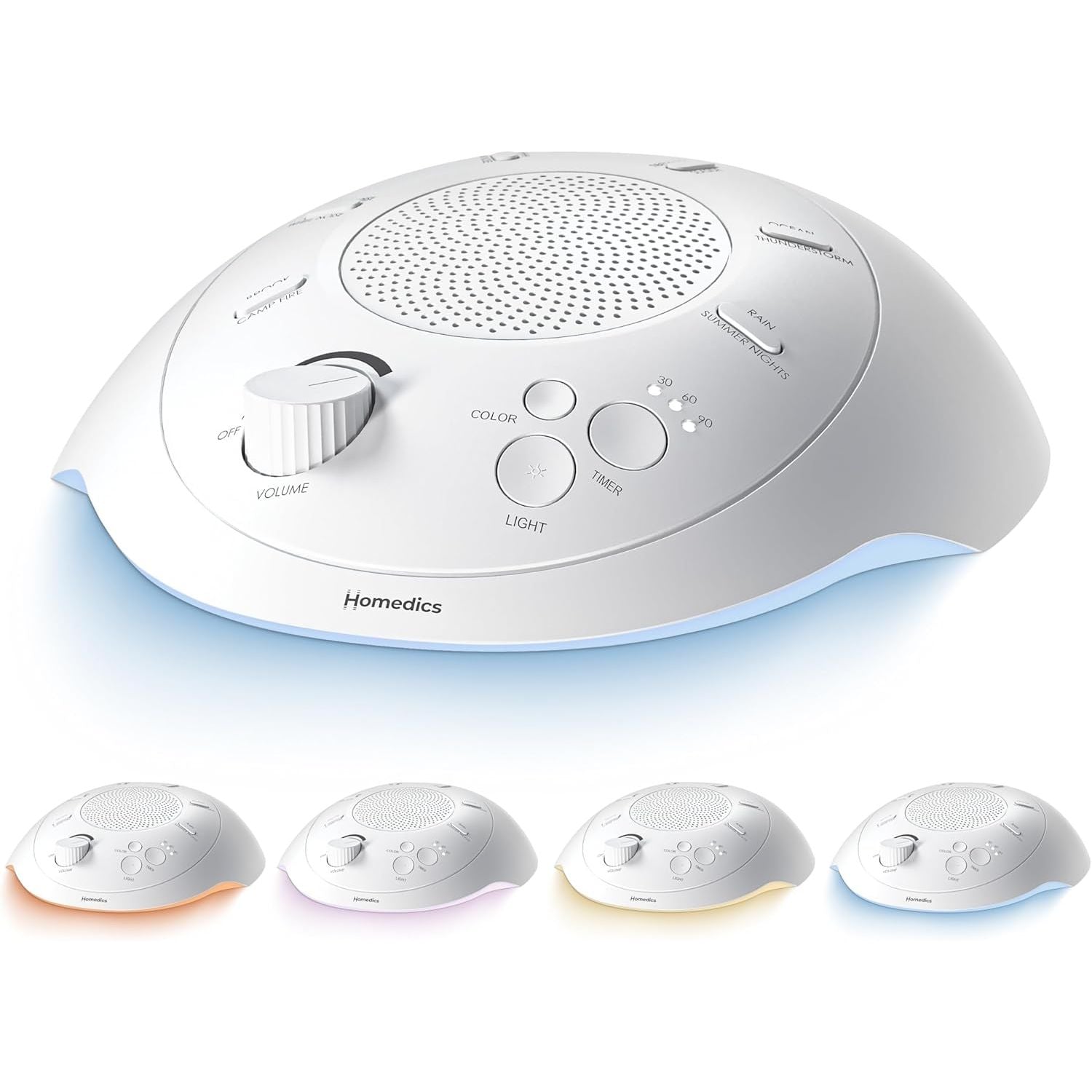 Buy now Homedics SoundSleep White Noise Sound Machine, Silver, Small Travel Sound Machine with 6 Relaxing Nature Sounds, Portable Sound Therapy for Home, Office, Nursery, Auto-Off Timer, by Homedics Premium at indiglob india