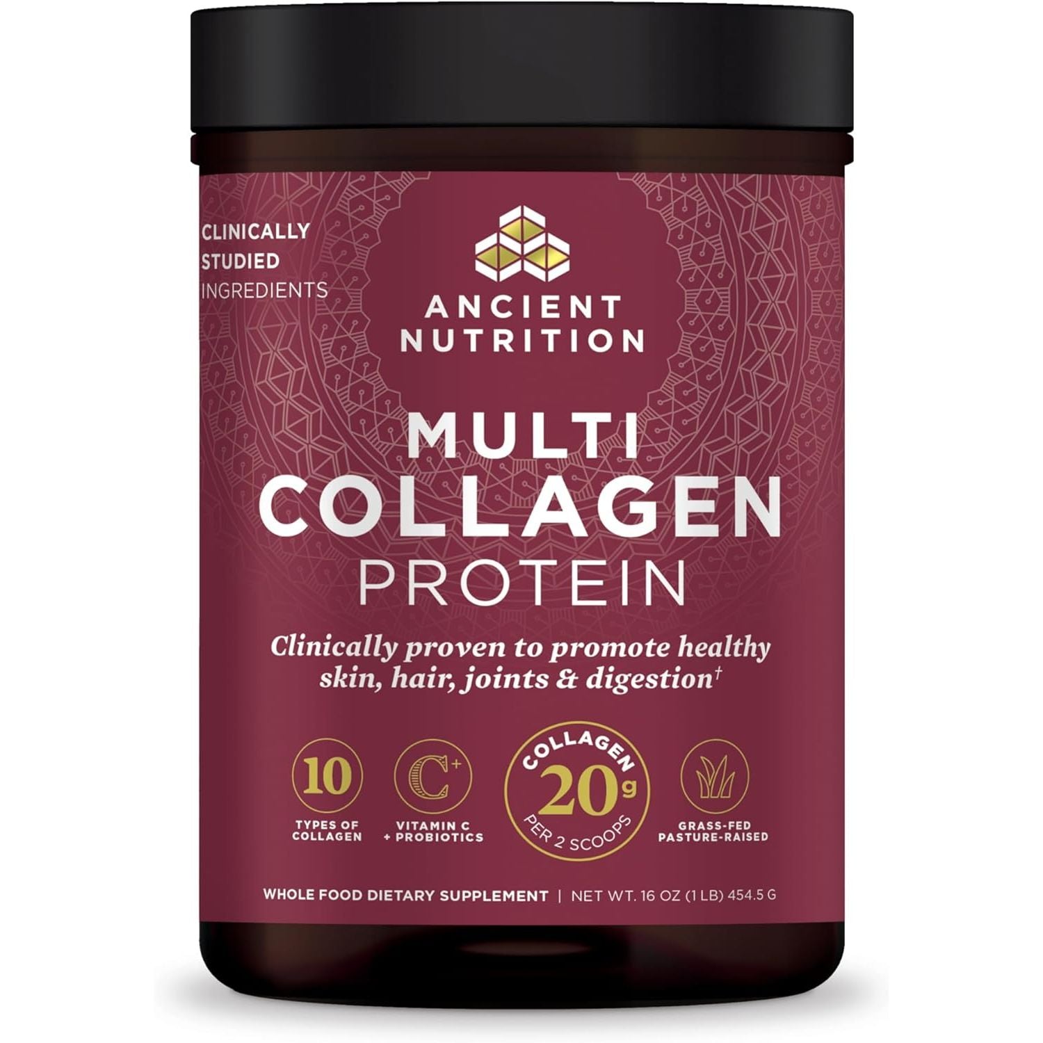 Buy now Ancient Nutrition Collagen Powder Protein with Probiotics, Unflavored Multi Collagen Protein with Vitamin C, 45 Servings, Hydrolyzed Collagen Peptides Supports Skin and Nails, Gut Health, 16oz at indiglob india