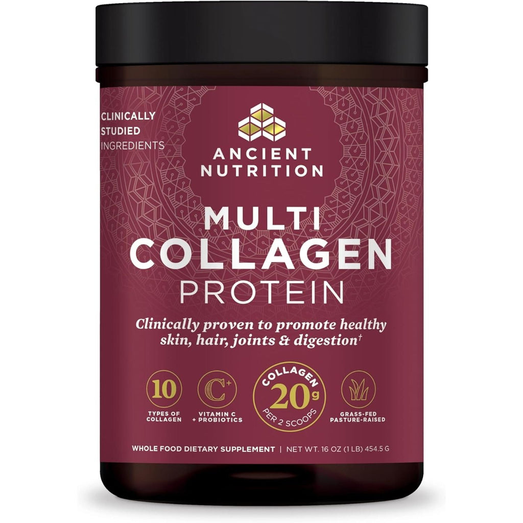 Buy now Ancient Nutrition Collagen Powder Protein with Probiotics, Unflavored Multi Collagen Protein with Vitamin C, 45 Servings, Hydrolyzed Collagen Peptides Supports Skin and Nails, Gut Health, 16oz 45 Servings Unflavored at indiglob india