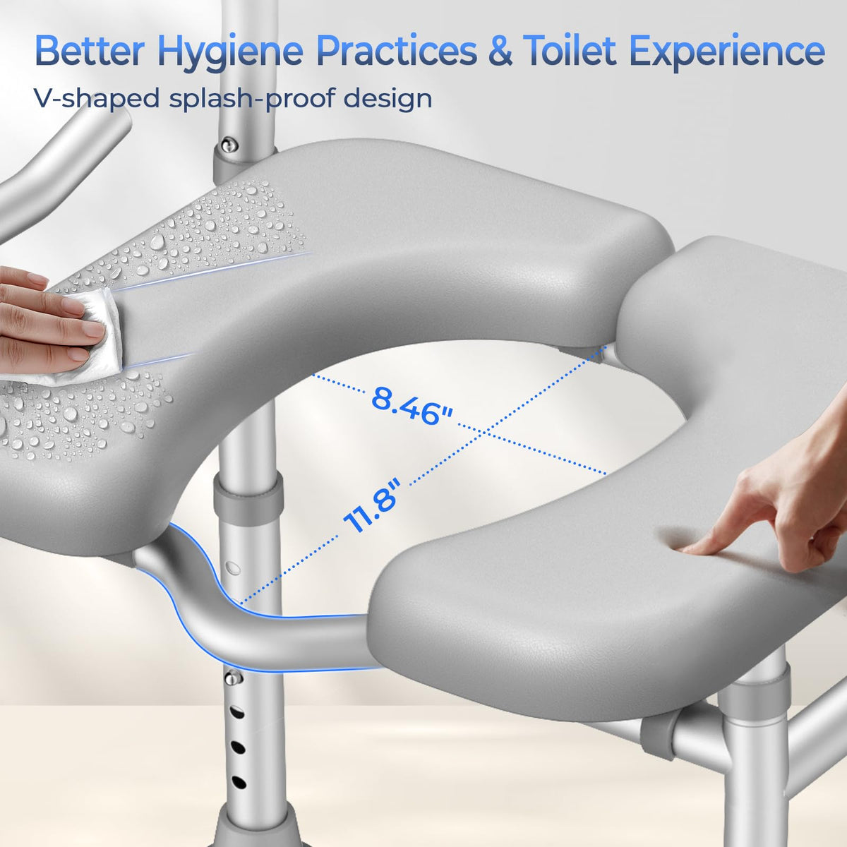 KingPavonini Raised Toilet Seat with Handles for Elderly, 500 lbs Capacity