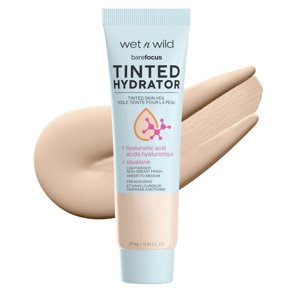 Buy now wet n wild Bare Focus Tinted Hydrator Tinted Skin Veil, Lightweight Buildable Coverage with Hyaluronic Acid & Vegan Squalane, Semi-Matte Finish, Cruelty-Free - Light at indiglob india