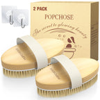 POPCHOSE Dry Brushing Body Brush, Natural Boar Bristle Exfoliating Brush | Body Scrub for Smoother Skin: Supports Cellulite Treatment, Lymphatic Drainage and Blood Circulation Improvement