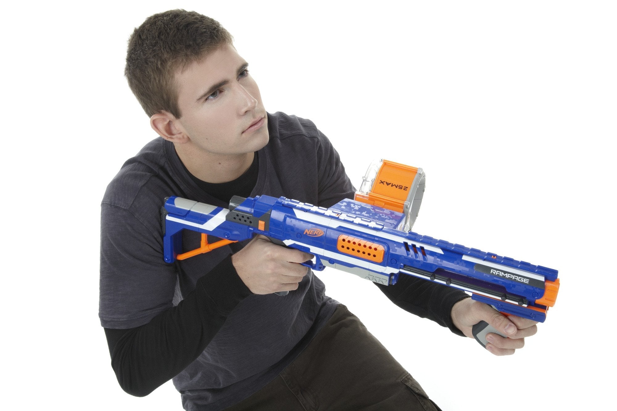 Buy now NERF Rampage N-Strike Elite Toy Blaster with 25 Dart Drum Slam Fire for Kids, Teens, & Adults (Amazon Exclusive) at indiglob india