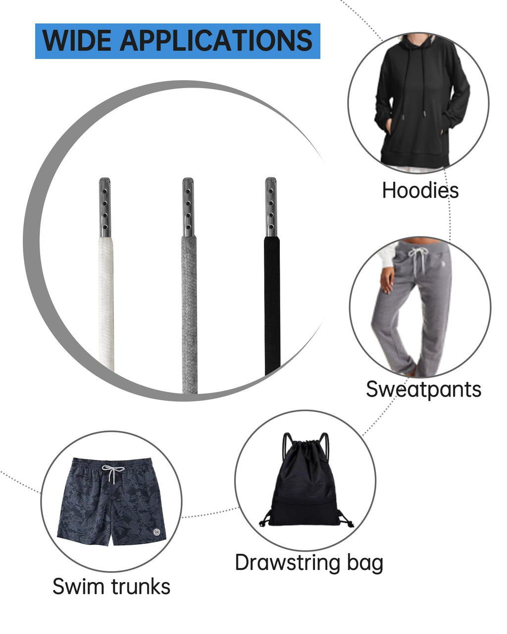 Serobela 12 Pcs 66 Inch XL Replacement Drawstring for Shorts Sweatpants