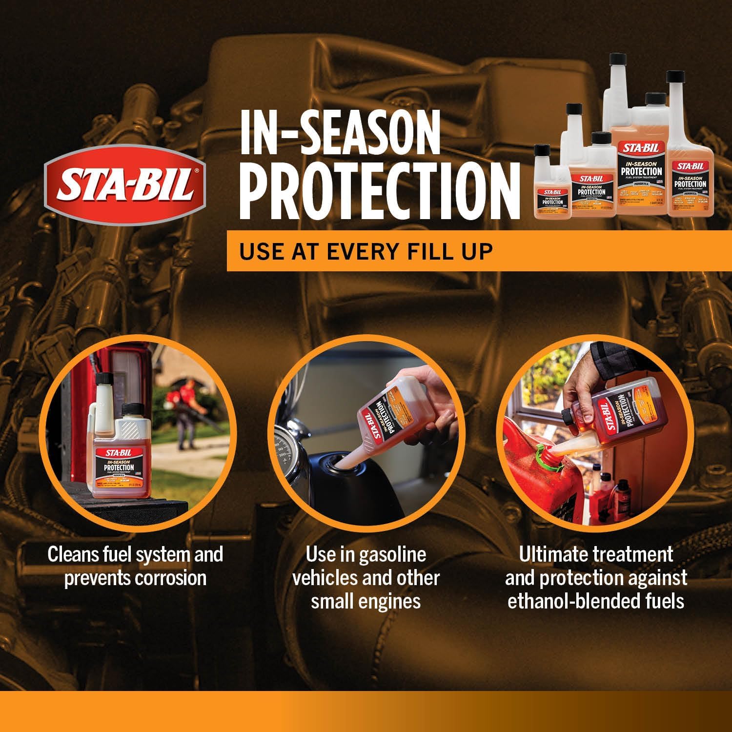 Buy now STA-BIL In-Season Protection Fuel System Treatment | Full Protection Fuel System Cleaner, Injector Cleaner, Increases MPG, Prevents Corrosion, 10 Fl. Oz. at indiglob india