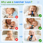 2 Pack Remote & Phone Teething Toys for 0-6 6-12 Months, BPA Free Silicone