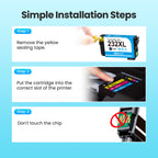 Remanufactured Replacement for Epson 232 Ink Cartridge 4 Pack for XP-4200