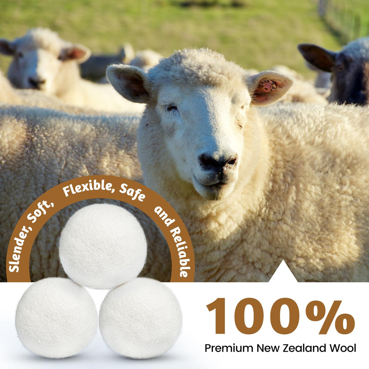 Wool Dryer Balls Handmade 3 Pack XL, Laundry Dryer Lint Balls, Reusable New Zealand Wool Natural Fabric Softener Essentials, Replace Dryer Sheets, Wrinkles Free, Shorten Drying Time