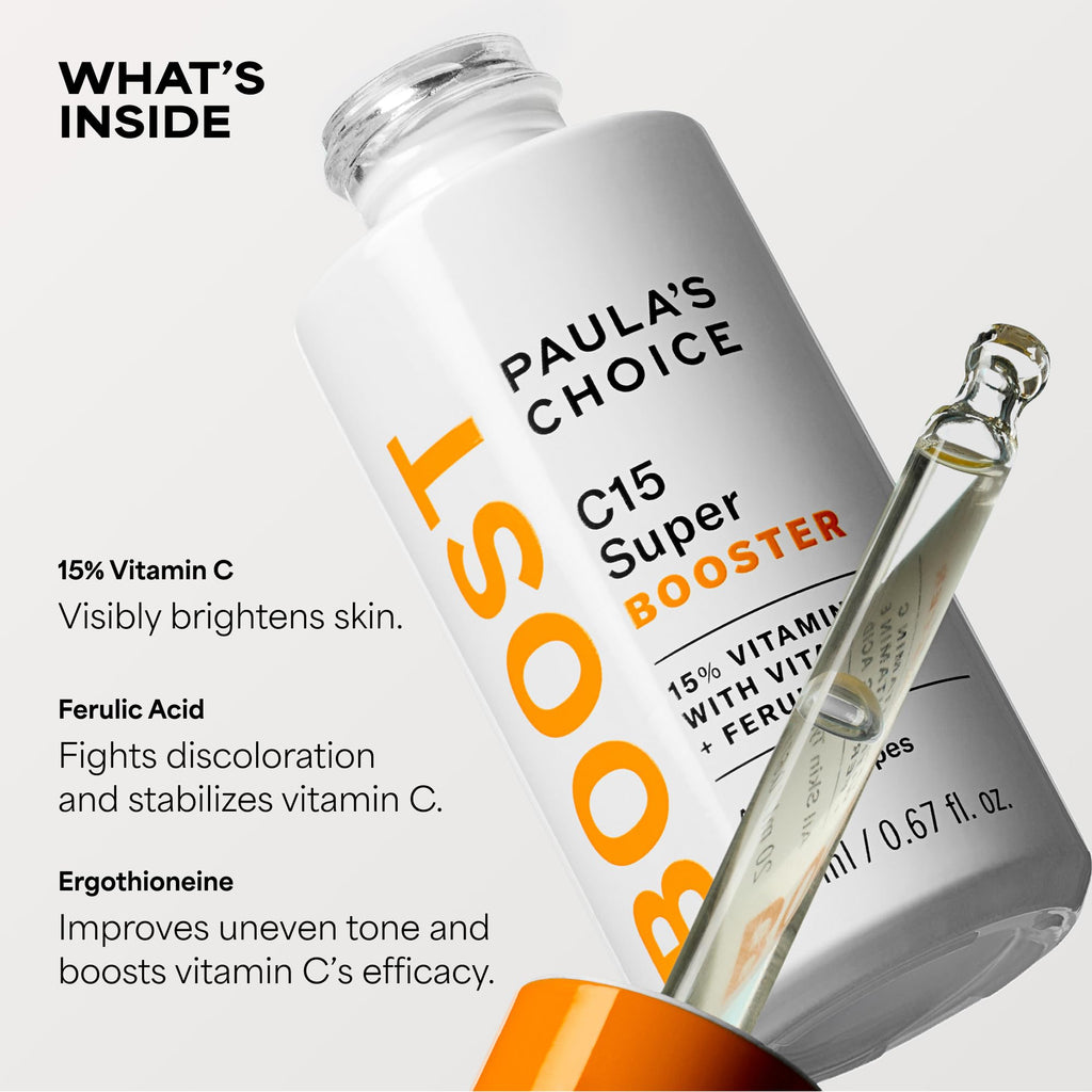 Paula's Choice BOOST C15 Super Booster 15% Vitamin C Face Serum | Daily Serum with Vitamin E & Ferulic Acid for Discoloration & Glow, Fragrance-Free