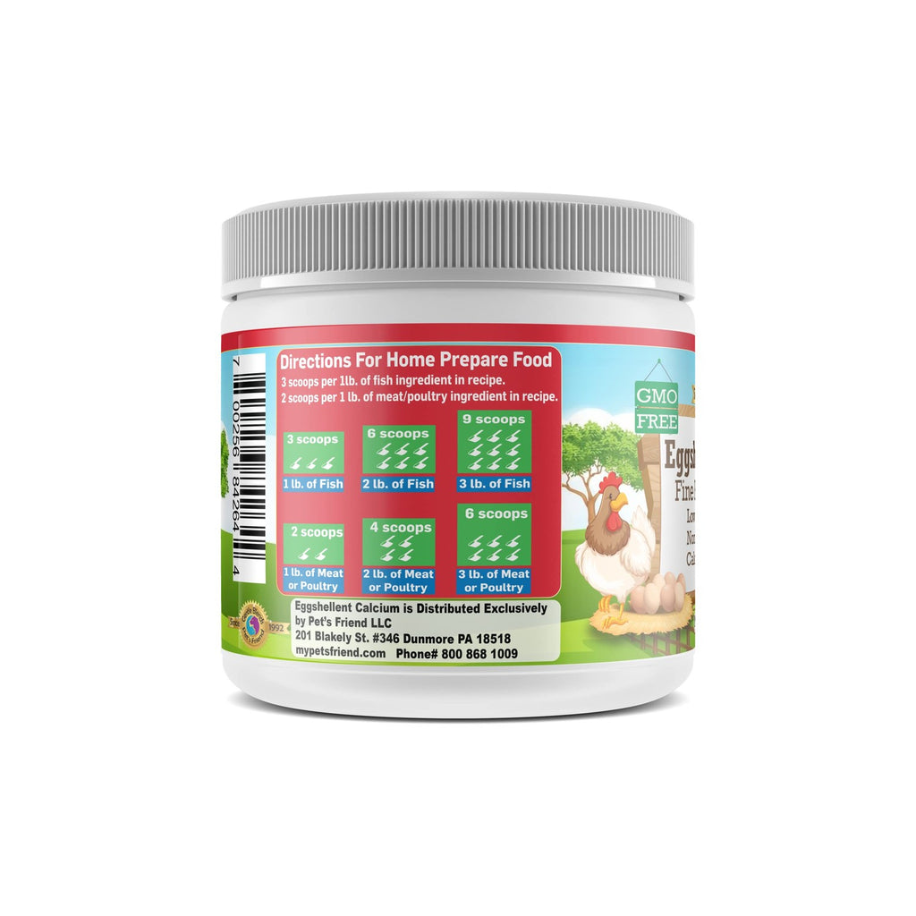Calcium for Dogs and Cats - Fine Eggshell Powder - Strong Hip & Joint Supplement for Dogs and Cats- Dietary Supplement - No Additives - Pet's Friend Eggshellent Calcium 6oz
