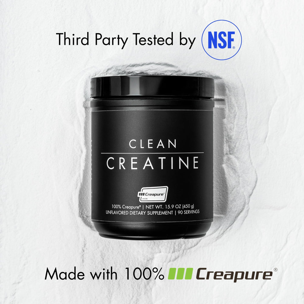 CLEAN Creatine - 100% Creapure® Creatine Monohydrate Powder for Muscle Health, Performance and Cognitive Support | 3rd Party Certified by NSF | 90 Servings | Unflavored | Vegan, Keto, and Gluten-Free