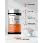 Horbäach B12 Vitamin 5000 mcg | 120 Fast Dissolve Tablets | Sublingual Methylcobalamin | Natural Berry Flavor | Vegan, Non-GMO & Gluten Free Supplement