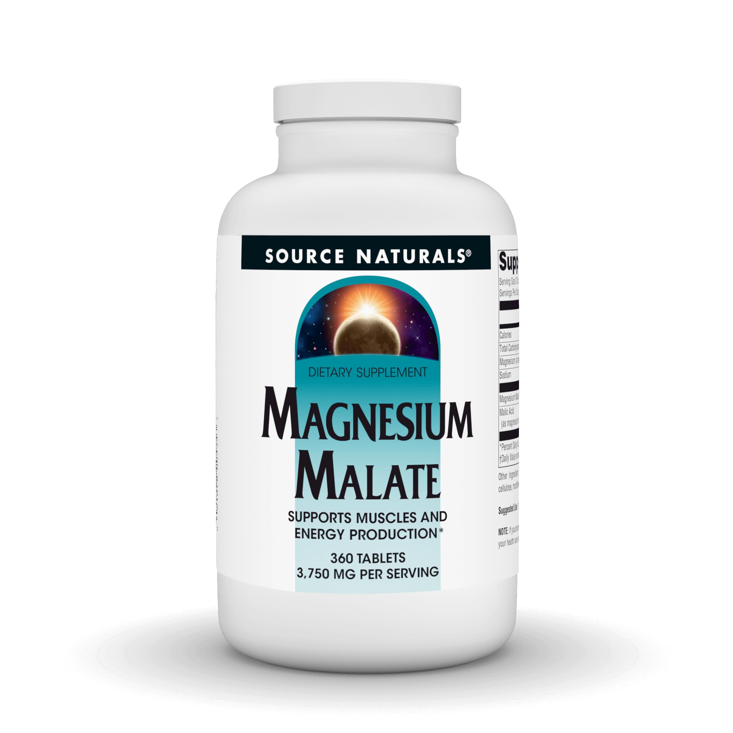 Source Naturals Magnesium Malate, 3,750 mg - 180 Vegetarian Tablets | Supports Muscles and Energy Production*