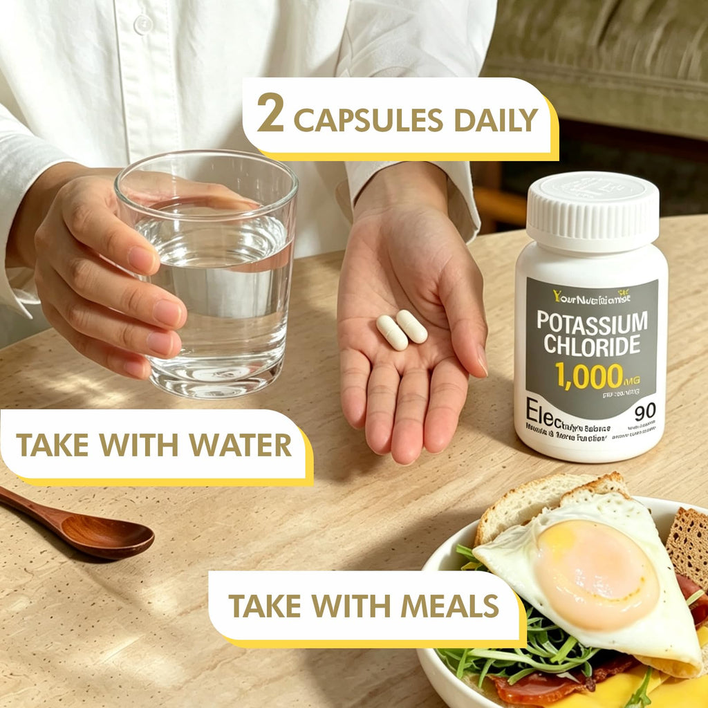 Potassium Chloride 1000mg Supplement, Electrolyte Balance Support