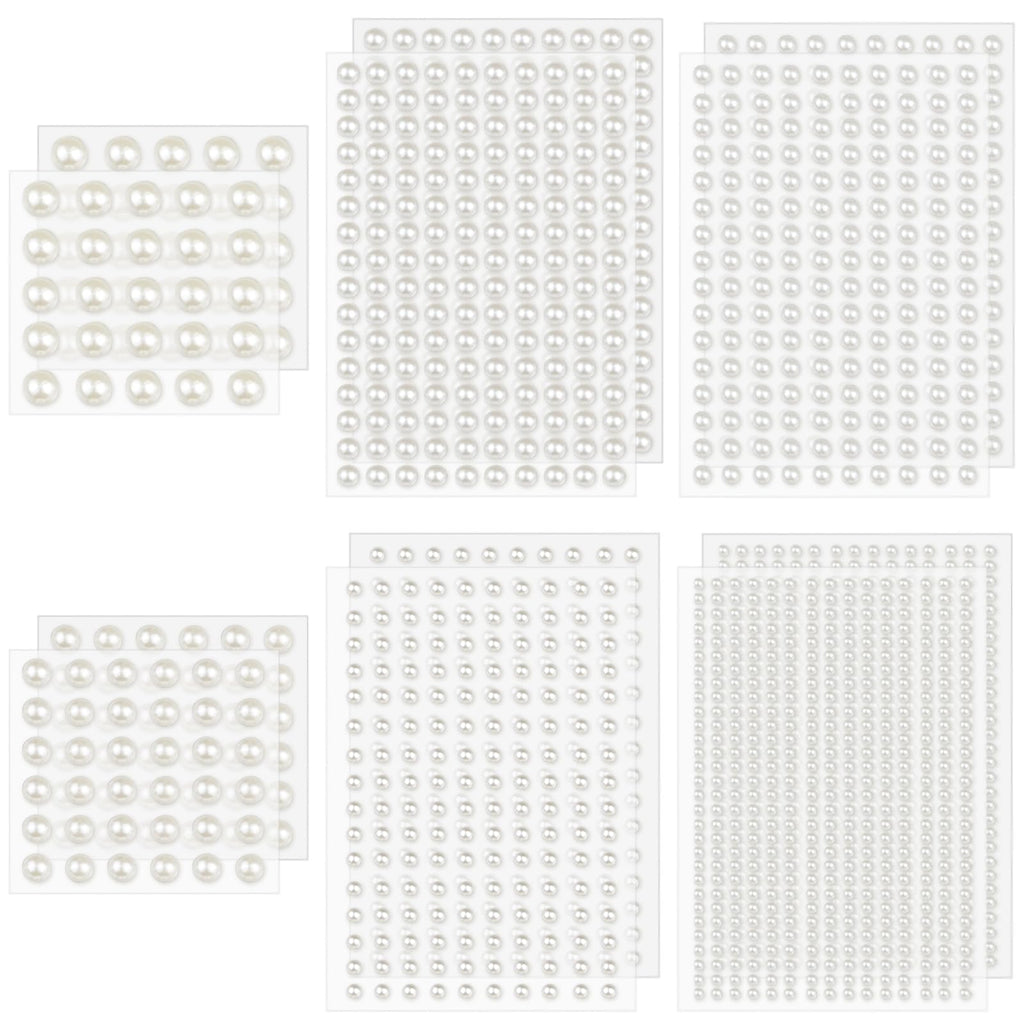 1982 Pcs Self-Adhesive Pearl Stickers, Multiple Sizes, Decorative Pearl Gems for Face, Crafts, Hair, Makeup, Nail
