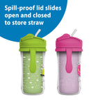 Dr. Brown's Milestones Insulated Sippy Cup, Green & Pink, 2-Pack