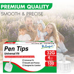 Universal Fit Pen Tip 32G x 4mm(5/32") with a Wide Compatibility Thin-Wall Comfortable Design 100 PCS Pen Tips