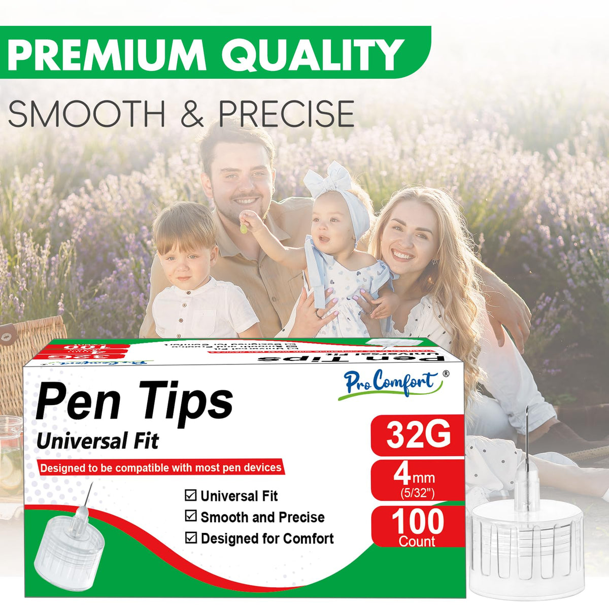 Universal Fit Pen Tip 32G x 4mm(5/32") with a Wide Compatibility Thin-Wall Comfortable Design 100 PCS Pen Tips