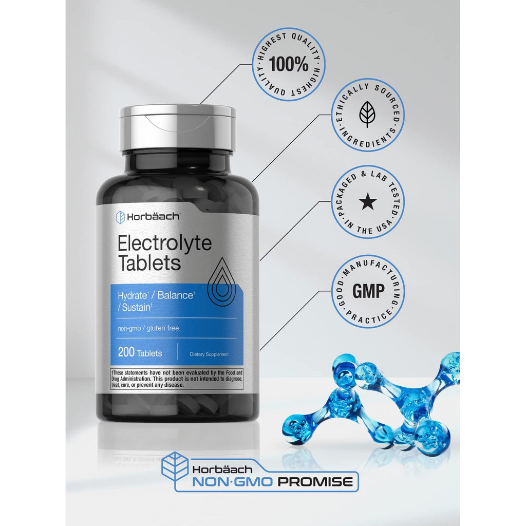 Horbäach Electrolyte Tablets | 200 Count | Helps Hydration & Balance