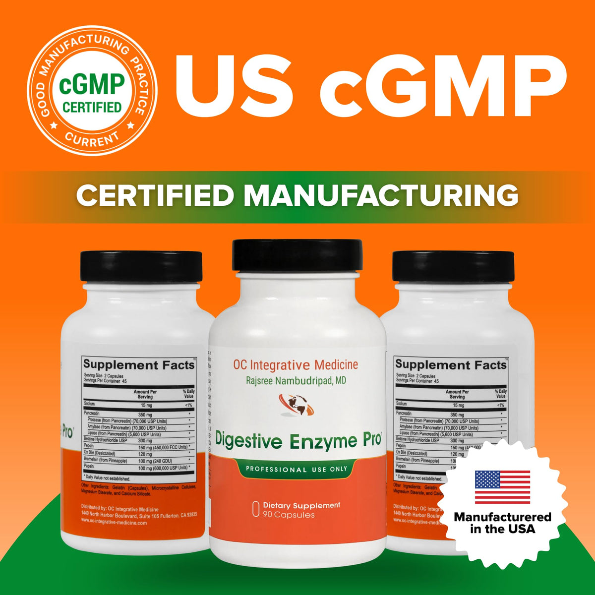 Digestive Enzyme Pro by Dr. Rajsree, MD | Full Spectrum Digestive Enzyme Support for Gas, Bloating & Indigestion | with Betaine, Pepsin, Ox Bile & Pancreatin | 90 Capsules