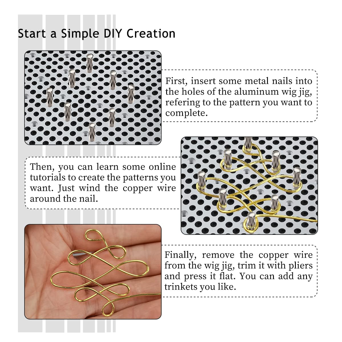 hobbyworker Wire Bending Jig with 30 Metal pegs for Jewelry Making Tools