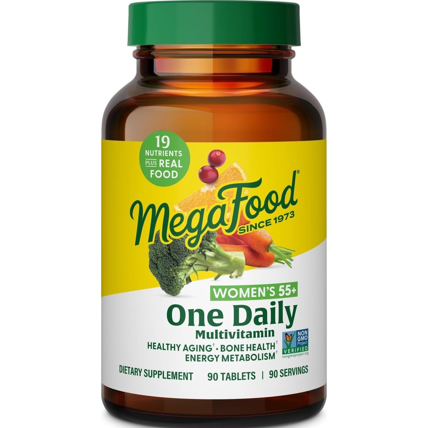 MegaFood One Daily Multivitamin for Women 55+, 19 Nutrients, 120 Tablets | Supports Healthy Aging with Vitamin C, A, E, Cellular Energy Support with B Vitamins, D3 & Zinc, Vegetarian, 120 Servings