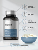 Horbäach Niacin | Vitamin B3 500mg | 100 Capsules | with Flushing
