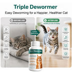 Cat Dewormer Triple Dewormer for All Worms Broad Spectrum Liquid Formula for Tapeworms, Roundworms & Hookworms, 120 mL