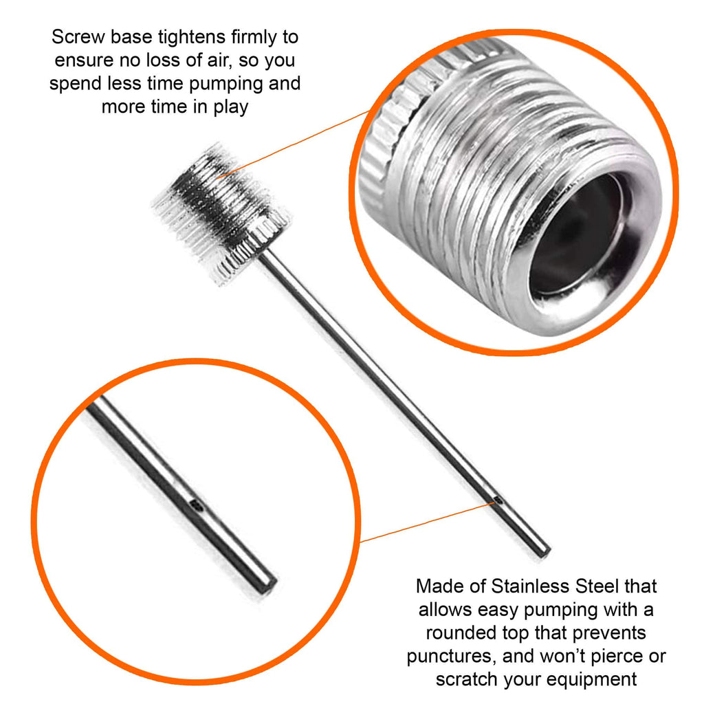 Mobi Lock 6Pcs Ball Pump Inflation Needles - Stainless Steel - Sports Balls