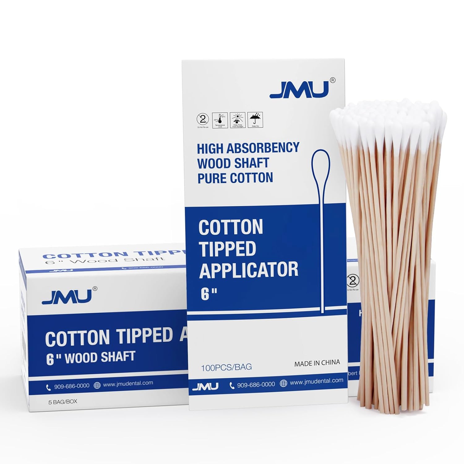 Buy now JMU Medical Cotton Swabs, Cotton Swabs with Wooden Sticks, 1000 Count 6 Inch(Pack of 500) at indiglob india
