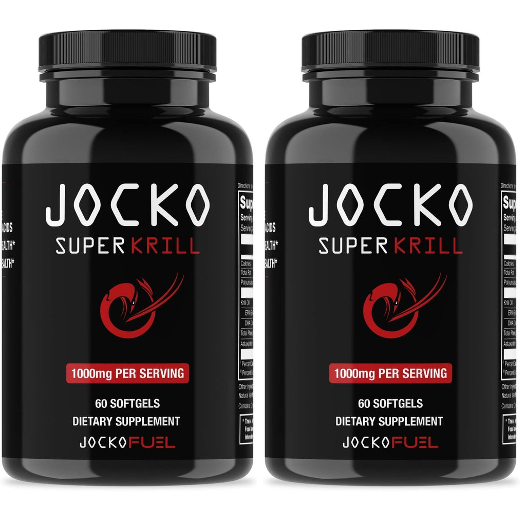 Jocko Fuel Antarctic Krill Oil Omega 3 Fatty Acid Supplements DHA & EPA - 1000mg Softgels - Supports Joints, Mobility & Mental Function (60 Softgels)