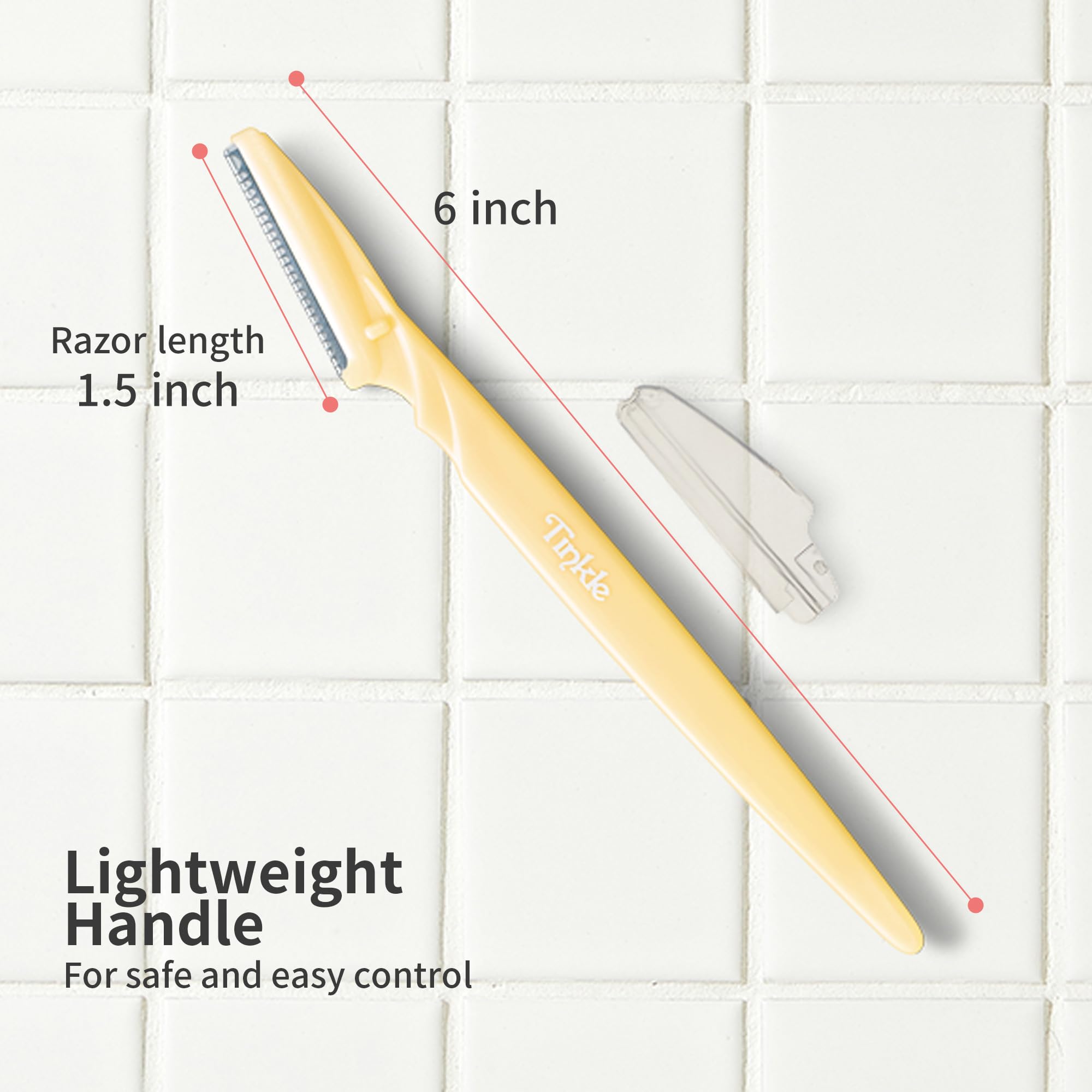 Tinkle Dermaplaning Tool 6ct, Dermaplane Razor for Women, Safe and Easy Peach Fuzz Remover, Eyebrow Trimmer with Protective Cover, Stocking Stuffers