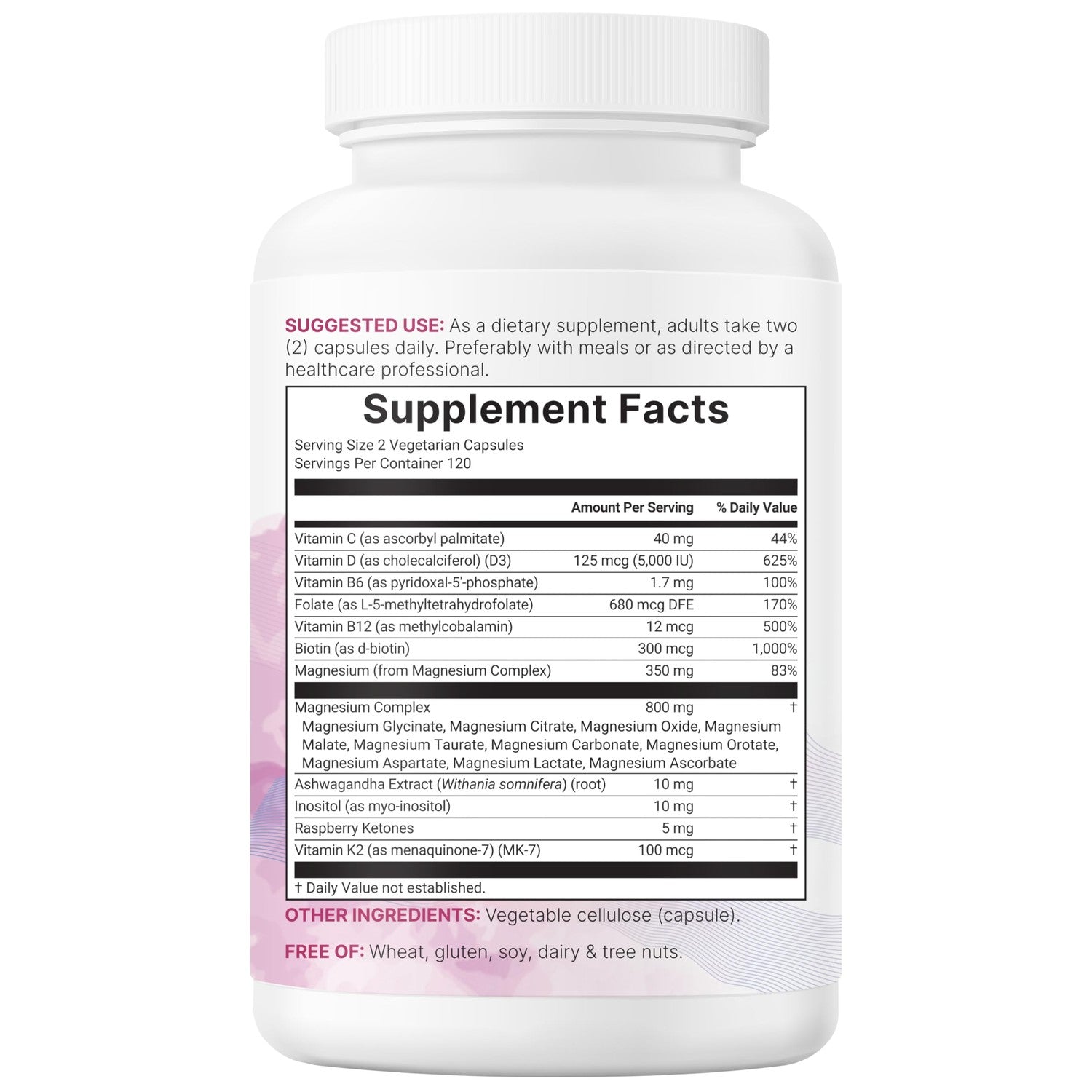 Micro Ingredients Magnesium Complex for Women, 240 Veggie Capsules | 20-in-1 with Glycinate, Citrate & More + D3, K2, Methylated B Complex, Biotin, Inositol & Ashwagandha. Filler Free, Non-GMO.