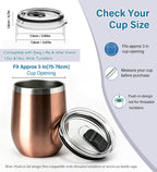 3 Inch Tumbler Lid Replacement Compatible with Swig 12oz / 14oz Wine Tumbler & Other Tumbler with Approx. 3 Inch / 75-76 mm Cup Opening - Spill Proof Clear Lid for Stemless Wine Cup