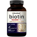 NatureBell Biotin 10000mcg + Hyaluronic Acid 25mg | 360 Coconut Oil Softgels, Premium Biotin Supplement for Hair Skin and Nails*