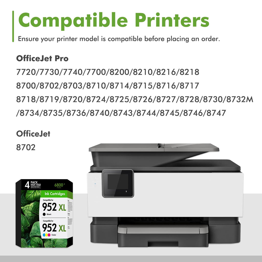 952 952XL Ink Cartridges Combo Pack for HP 952 XL OfficeJet 8710 Printer