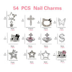 rythsans y2k 56pcs nail charms, silver