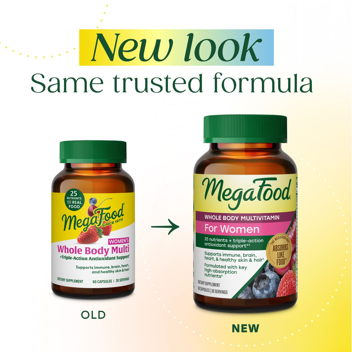MegaFood Whole Body Multivitamin for Women with 25 Nutrients, 60 Capsules