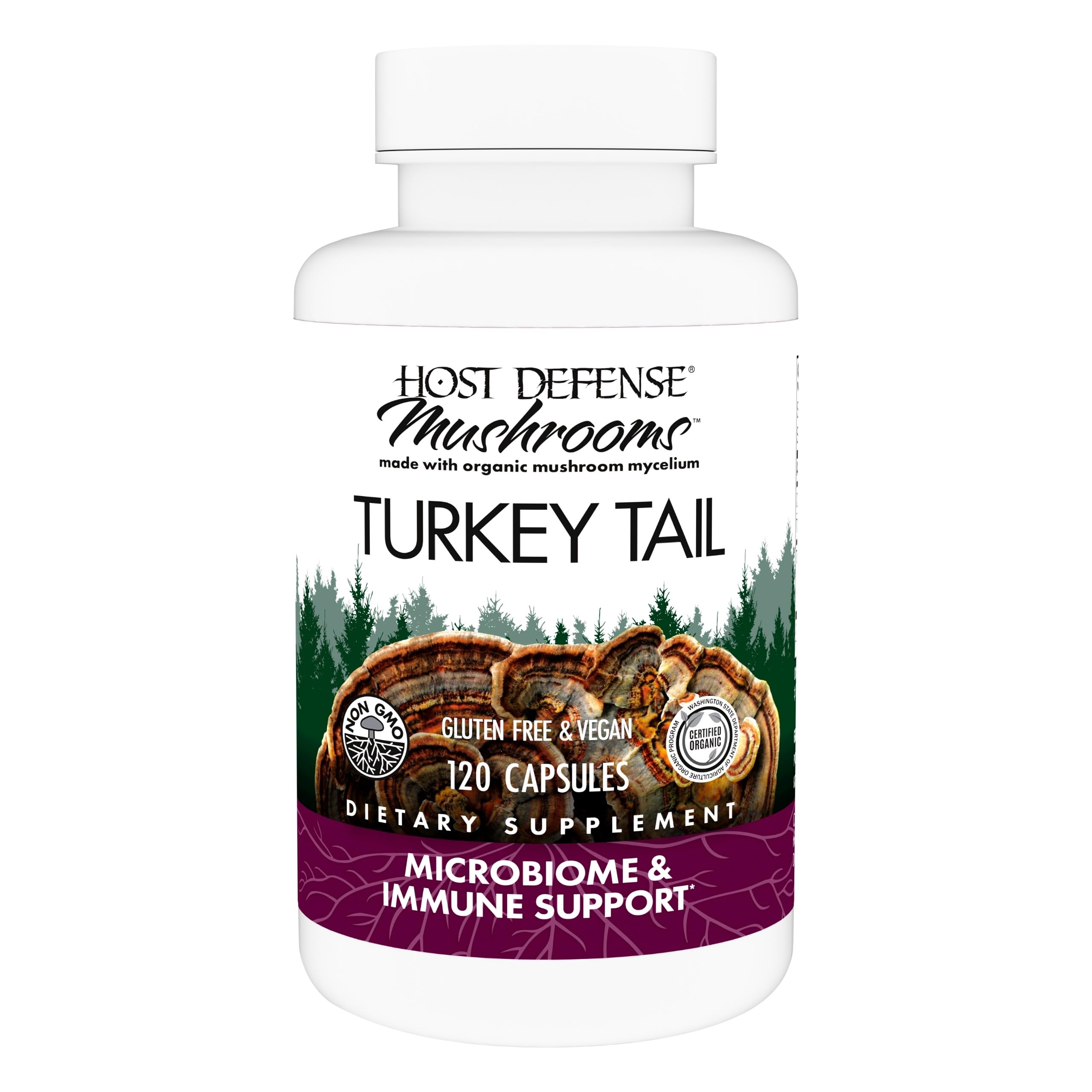 Host Defense Turkey Tail, Digestive & Immune, 240 (2 Units of 120 Ct) | Digestive, Gastrointestinal, Immune Response, and Gut Microbiome Support, Turkey Tail Mushroom Supplement, 60 Servings Each
