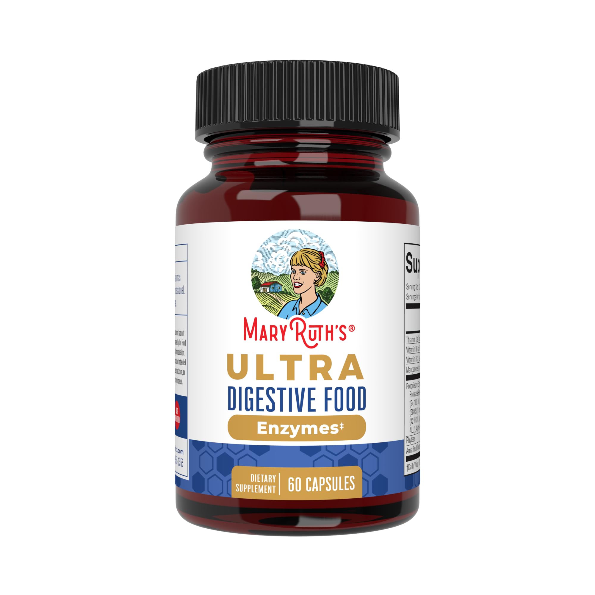 MARYRUTH'S Ultra Digestive Enzymes, Gut Health Supplement, 60 Count, Lipase | Gut Health Supplement, Digestion & Immune Support, Occasional Gas & Bloating Relief, 12+ Enzymes
