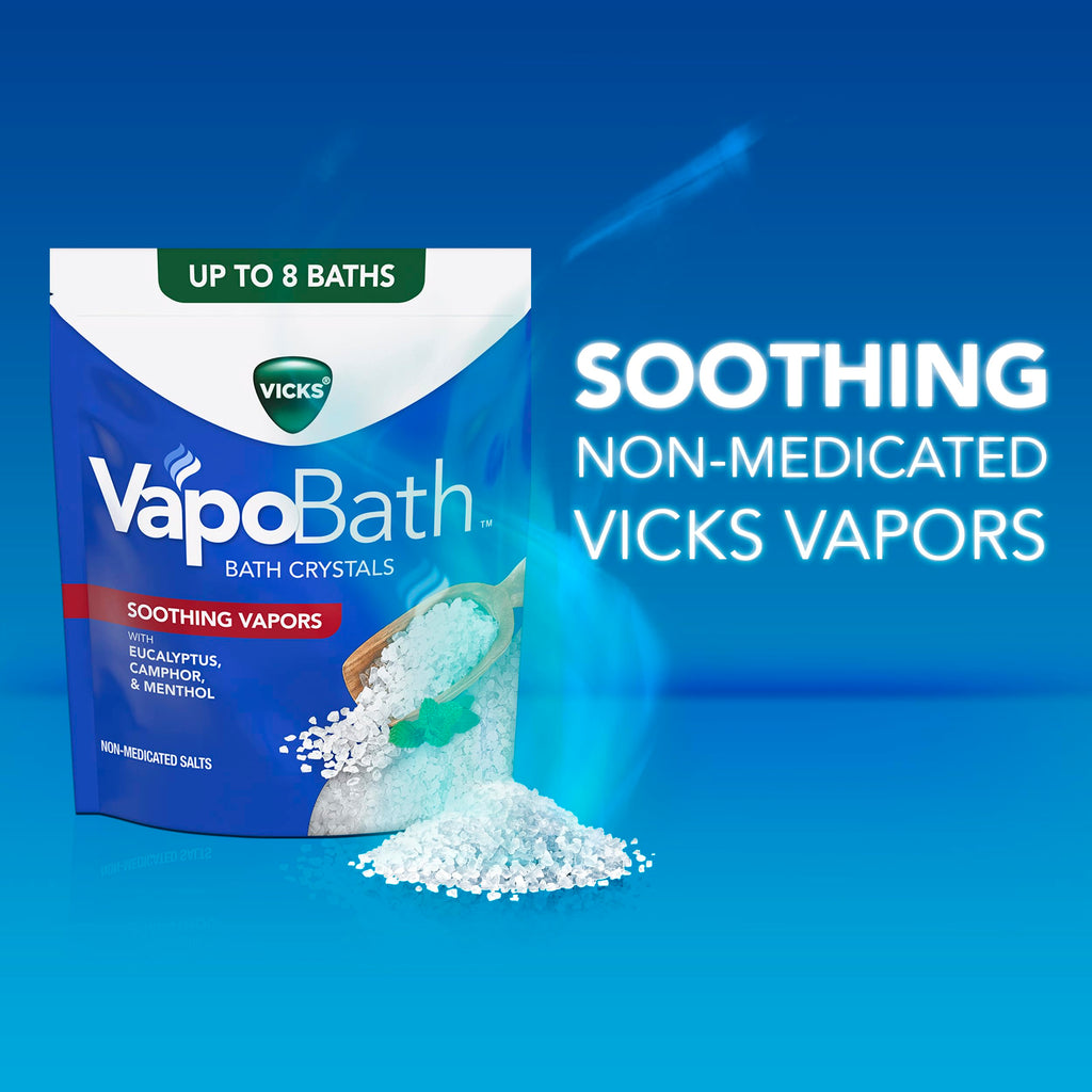 Buy now Vicks VapoBath, Bath Crystals, Soothing Non-Medicated Vicks Vapors, Refreshing Aromatherapy with Eucalyptus, Menthol, and Essential Oils, Bath Salts, 24oz at indiglob india