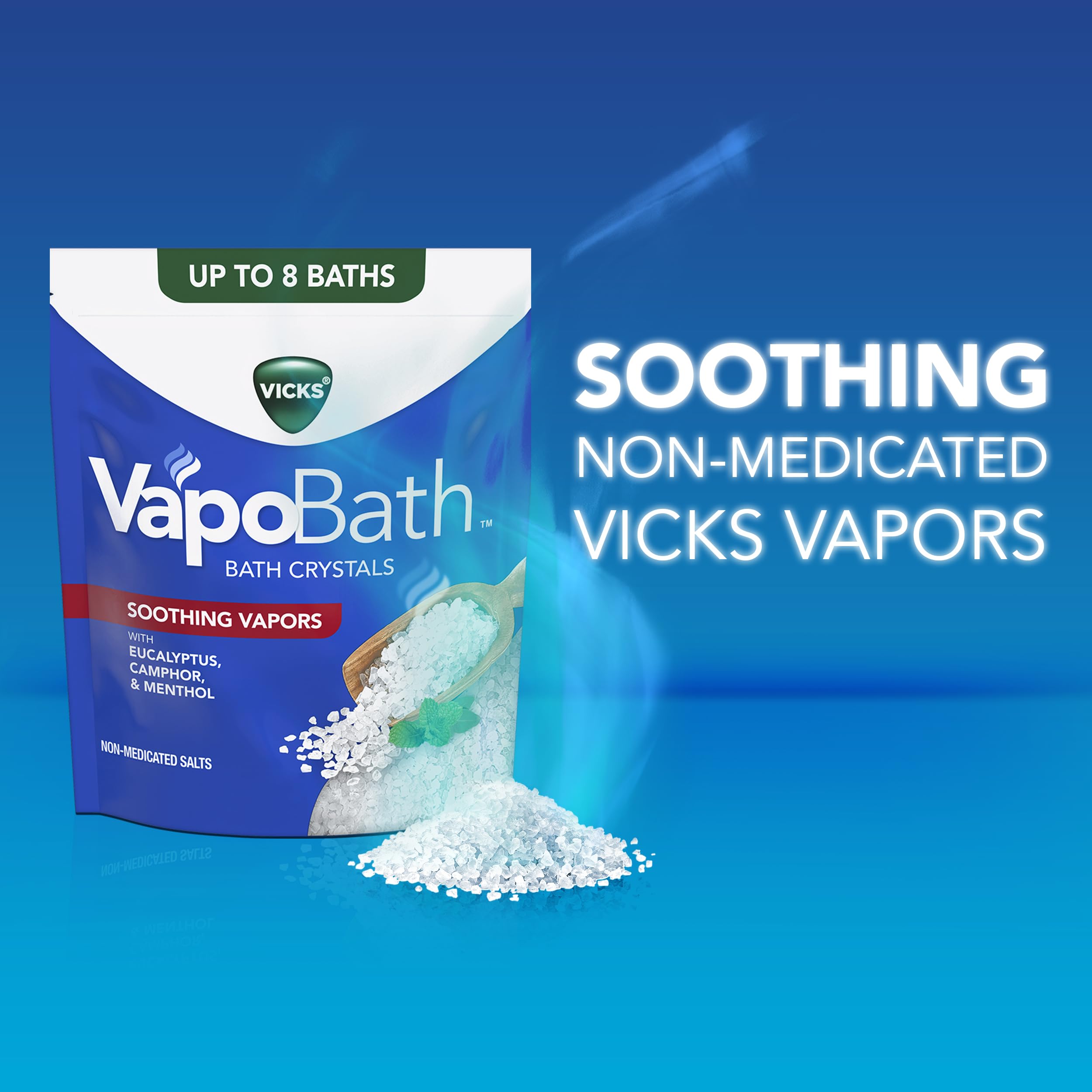 Buy now Vicks VapoBath, Bath Crystals, Soothing Non-Medicated Vicks Vapors, Refreshing Aromatherapy with Eucalyptus, Menthol, and Essential Oils, Bath Salts, 24oz at indiglob india